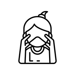 Depression Outline Icon, Vector illustration
