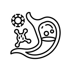 Stomach Infection Outline Icon, Vector illustration