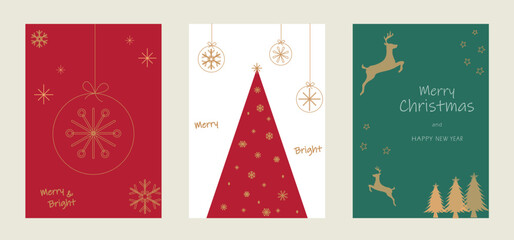 Naklejka premium Set of Christmas and New Year Cards. Vector illustration concepts for graphic and web design, social media banner, marketing material.