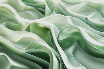 Fototapeta premium Abstract green background with wavy shapes and fluid lines. With organic shapes in light green.
