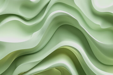 Obraz premium Abstract green background with wavy shapes and fluid lines. With organic shapes in light green.