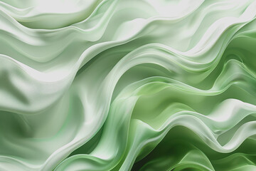 Fototapeta premium Abstract green background with wavy shapes and fluid lines. With organic shapes in light green.