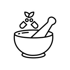 Natural Medicine Outline Icon, Vector illustration