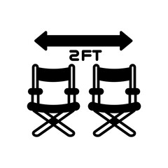 Chair Distance Glyph Icon, Vector illustration
