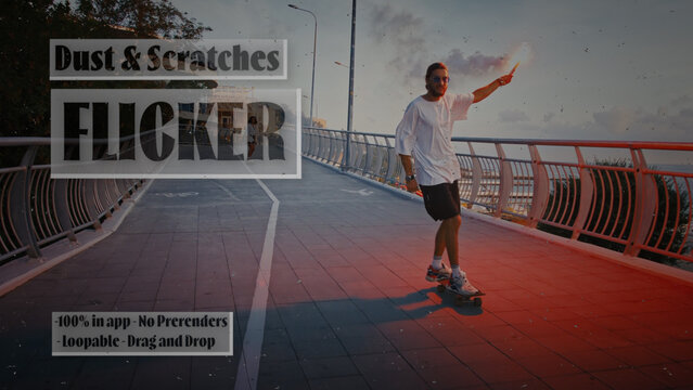 Flicker Dust and Scratch Overlay Effect, Drag and Drop Old Film Look Filter