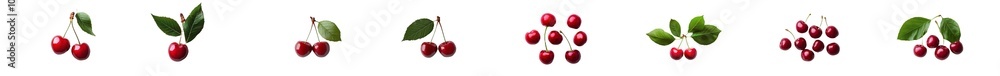 Poster an isolated cherry with leaves against a transparent background