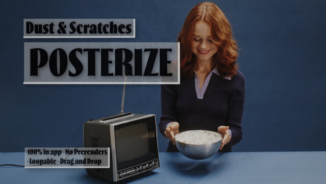 Posterize Dust and Scratch Overlay Effect, Drag and Drop Old Film Look Filter