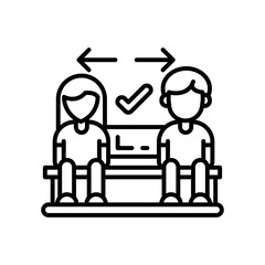 Distance Sitting Outline Icon, Vector illustration