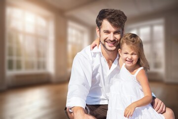Dad and daughter have fun together at home