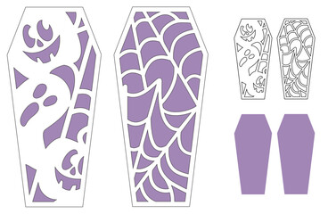Halloween bookmarks svg, Spider web and scary face pumpkin, layered papercut