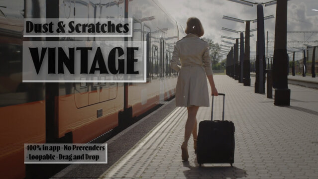 Vintage Dust and Scratch Overlay Effect, Drag and Drop Old Film Look Filter