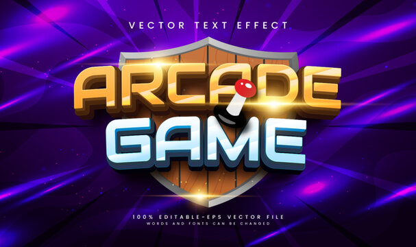 Arcade game cartoon theme, editable vector text effect. suitable for happy cute event