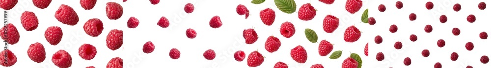 Poster The set of raspberries on the transparent background is isolated