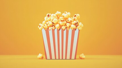Colorful Popcorn Box on Bright Yellow Background