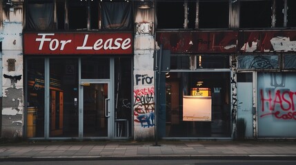 Era's End: Forlorn Traditional Retail Shopfront with Faded Signage and Empty Displays, Marking a New Era for Commerce