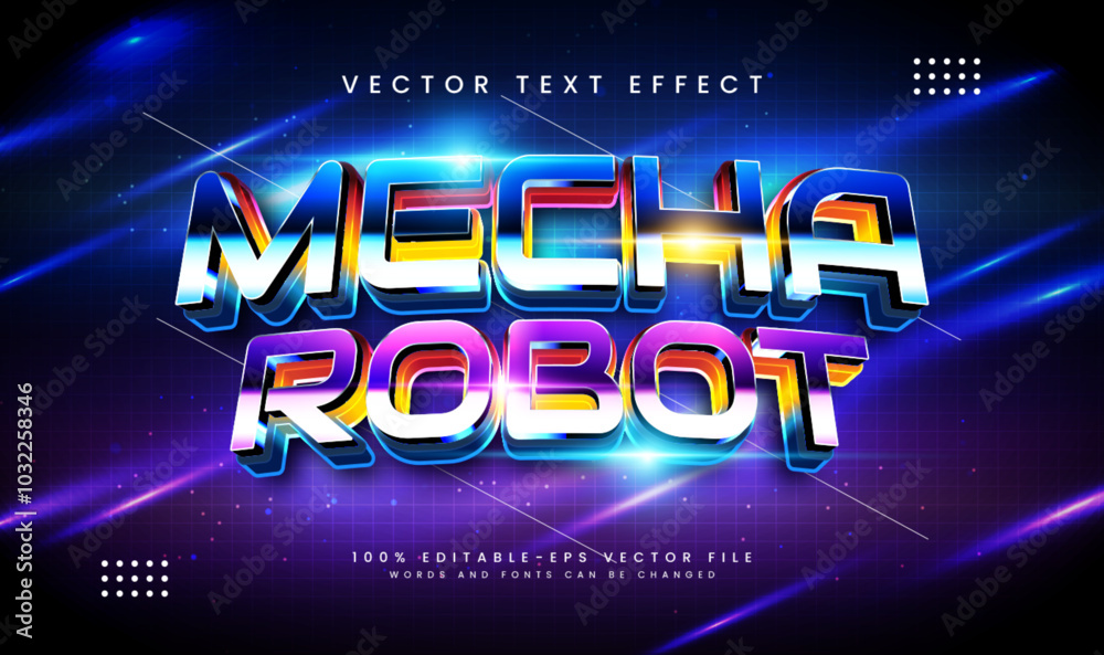 Wall mural mecha robot editable vector text effect, suitable for modern technology event
