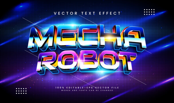 Mecha robot editable vector text effect, suitable for modern technology event