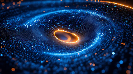 Abstract blue particle flow whirlpool technology business theme background