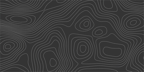 Abstract Topographic map background concept design. Contour geography map grid abstract backdrop. Gradient colors contour lines isolated on black background. Vector illustration.