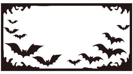 Fototapeta premium A decorative silhouette of bats in a frame, ideal for Halloween-themed designs.