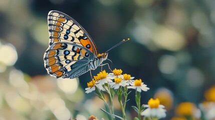 Close-up of colorful butterfly on wildflower