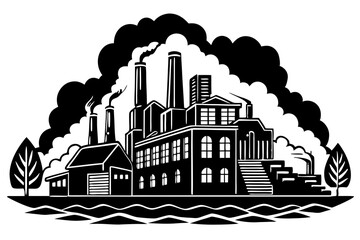 Obraz premium factory silhouette vector illustration