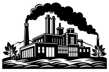 Obraz premium factory silhouette vector illustration
