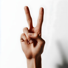 Hand Gesture: Peace or Victory Sign | Two Fingers | A hand gesture displaying the classic peace or victory sign with two raised fingers.