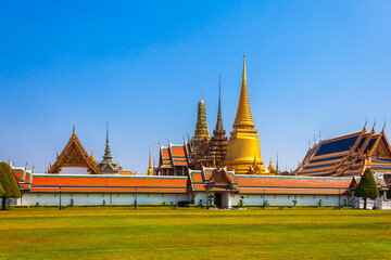 Temple Wat Phra Kaew is in the Royal Palace of Bangkok, Thailand. It is a popular place and destination for tourists around the world.