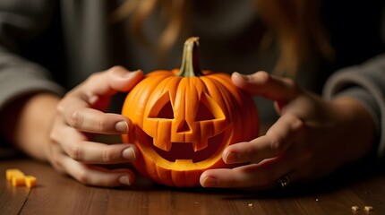 Jack-o-lantern, a spooky Halloween decoration, is a carved pumpkin with a scary face, symbolizing autumn's holiday spirit