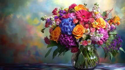 Obraz premium Colorful Bouquet of Flowers in a Vase