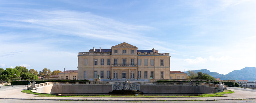 Park Borely in Marseille city France - Castle and fountains panorama