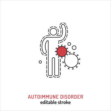Immune system disorder line icon. Autoimmune syndrome outline sign.