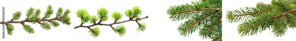 Aufkleber An isolated pine cone tree on a white background made from branches of a fir tree