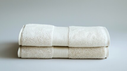 Folded cotton bathroom towel on a clean white background, mockup design template