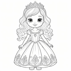 Fototapeta premium cute little princess coloring book page