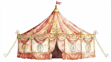 A colorful circus tent with intricate patterns and decorations, perfect for festive themes and celebrations.