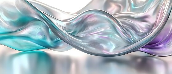 Abstract iridescent waves of light and color, a shimmering and fluid design.