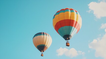 Naklejka premium Colorful hot air balloons against blue sky