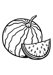 Coloring page outline of the watermelon vector illustration in cute line cartoon style suitable for kid