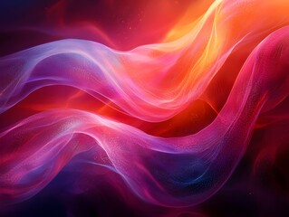 Abstract background with flowing, colorful ribbons and a soft, hazy texture.