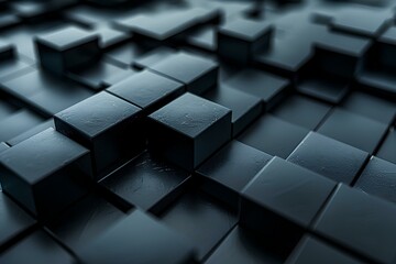 A bunch of black cubes sitting on top of each other