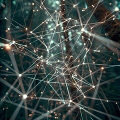 Obraz premium Abstract interconnected network of glowing nodes and lines