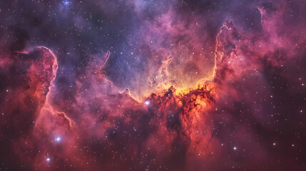 A galactic wonder where nebula clouds glow in vibrant colors and stars flicker against the backdrop of the universe