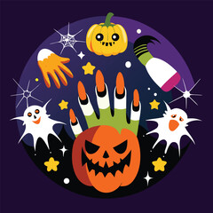 Halloween nail  tattoo art vector painting