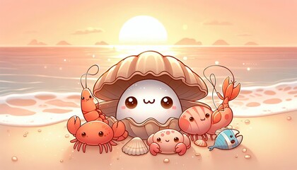 Cartoon vector illustration of a smiling child enjoying a hamburger, a funny design for a holiday food poster