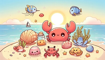 Cartoon vector illustration of a smiling child enjoying a hamburger, a funny design for a holiday food poster