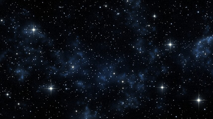 Fototapeta premium Wide view of a clear starry night sky, countless bright stars scattered across a deep black sky, soft glow from distant galaxies, infinite atmosphere, dark horizon blending into the night 