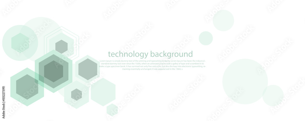 Wall mural geometric abstract background with green hexagons. structure molecule and communication. science, te