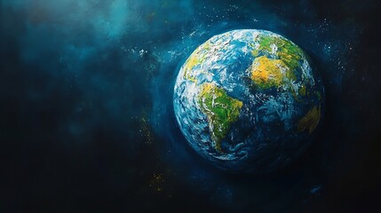 Obraz premium Artistic representation of globe with vivid blue oceans and green continents symbolizing safe nature highlighting the importance of Earth Day and our commitment to preserving the planet's beauty